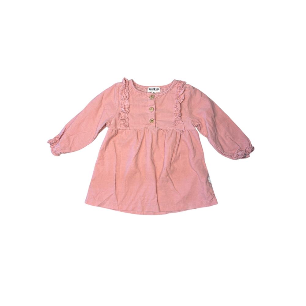 Girls Pink Corduroy Dress 2T Rabbit Bear Ruffle Long Sleeve Boho Cottagecore